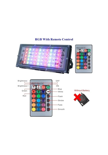 Yaozixa Rgb Led Projeksiyon Lambası 50w Dış Mekan Aydınlatması Kumanda Kontrollü 220-240v Toz Ve Nem Koruma RGB