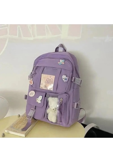 Zyzqstore Sevimli Okul Çantası - Beyaz, Kız Öğrenci İçin Beyaz