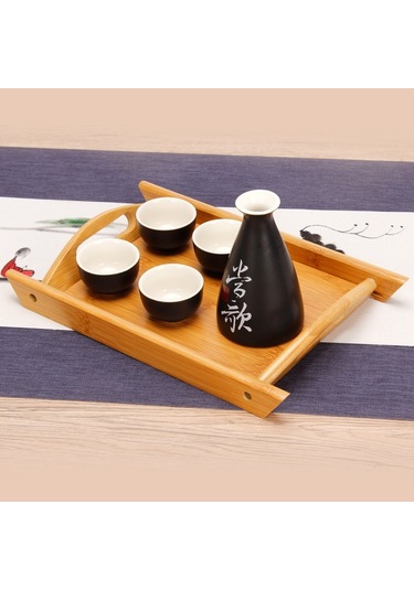 Sones Bambu Binaural Çay Seti Tepsi Ekmek Sergileme Tepsisi, Boyut: 29x20cm Diğer