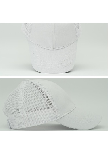 Unisex Ayarlanabilir Beyaz Fileli Spor Basic Şapka Beyaz