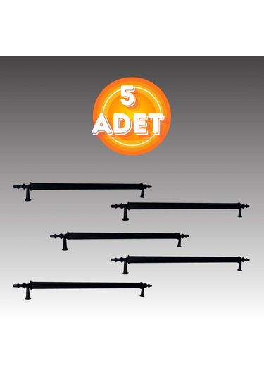 Klipso Mat Siyah 192 Mm Metal Lüks Çekmece Dolap Mobilya Kulpları 5 Adet Siyah