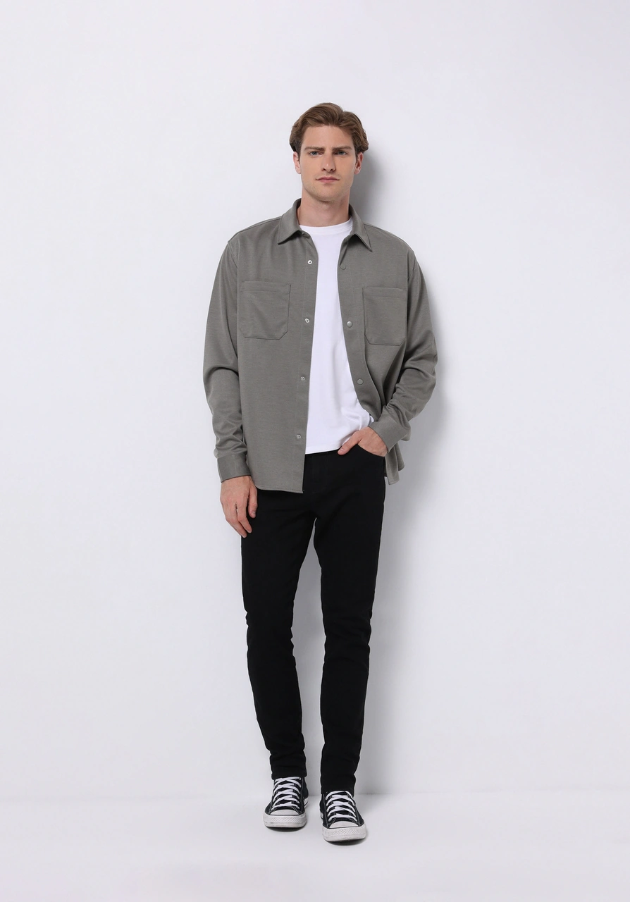 Colins Regular Fit Erkek Yeşil Shacket Cl1075640 Q1.v2 Sag Sage