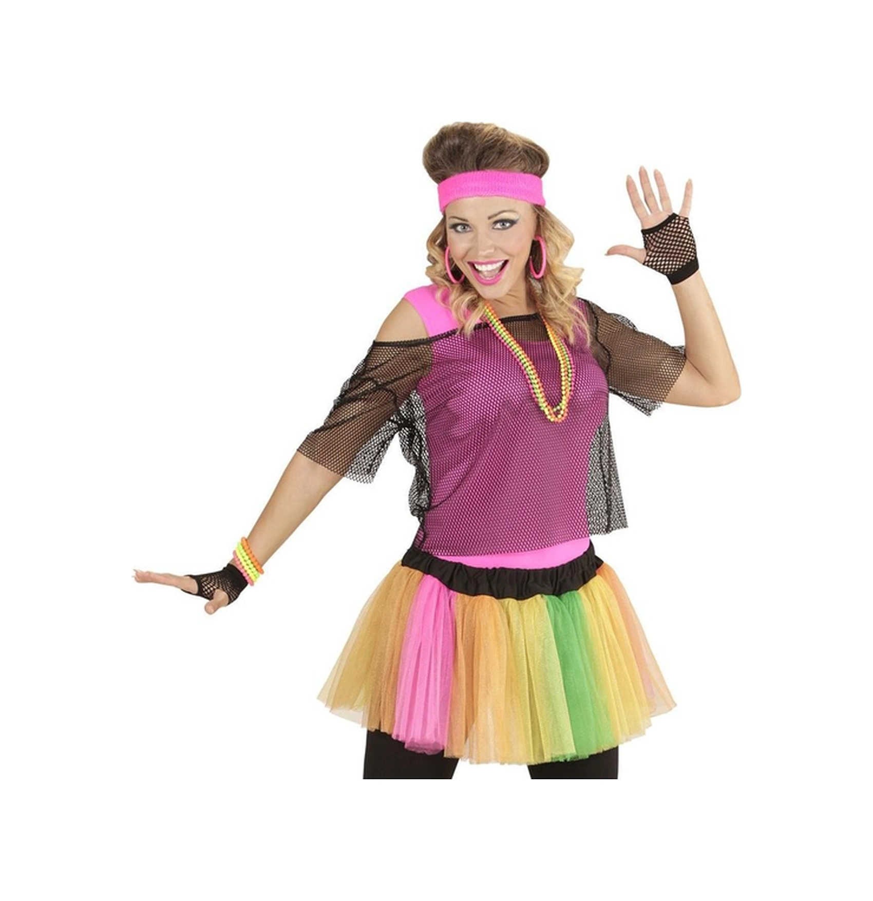 Siyah File Örgü Parti Eldiveni Kısa Model Kostüm Aksesuar 11 Cm Çok Renkli