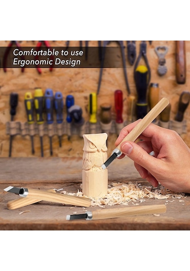 Sones 12 Adet / Set Çeşitli Ahşap Oyma Aletleri Seti Paslanmaz Çelik Bıçak Ve Ahşap Saplı Diğer