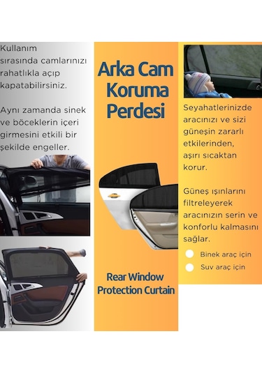 Space Arka Cam Güneşlik Koruma Perdesi Binek Araçlar İçin Paket İçeriği 2 Adettir.