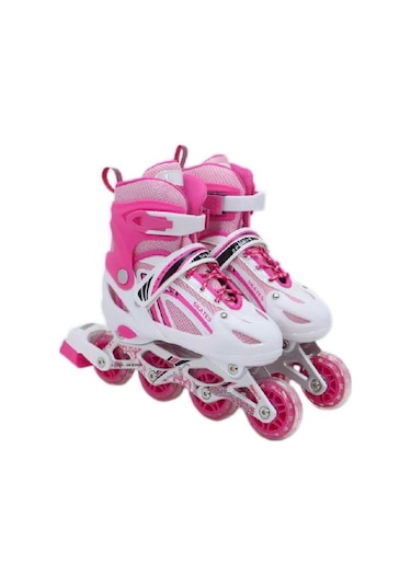 Vadi Pembe Silikon Tekerli Ayarlanabilir Işıklı Paten M 35-38 Hp8136 Pembe - Beyaz