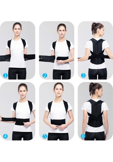 Sones Kifoz Düzeltme Kemeri Omurga Sırt Sabitleme Kemeri Düzeltme Giysileri, Beden: S Siyah