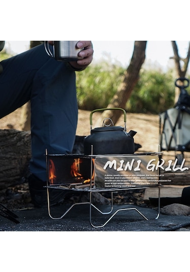 Taşınabilir Paslanmaz Çelik Barbekü Izgara Katlanır Kamp Sobası Odun Y Gümüş