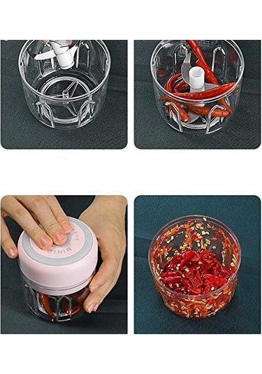 Sebze, Et, Sarımsak, Soğan Ve Zencefil Salatası İçin Küçük Elektrikli Mutfak Doğrayıcı Usb 250ml Ve 100ml Diğer