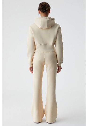 GRIMELANGE Iressen Kadın Nakış Desenli Regular Fit Taş Rengi Eşofman Altı Taş Rengi