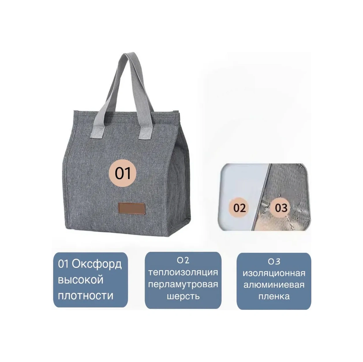 My Art Home Öğle Yemeği İçin Termal Çanta, İş İçin Yemek Ve Yiyecek Çantası 313807799 Gri