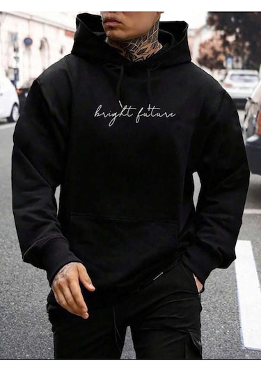 Kapüşonlu Oversize Sweatshirt Siyah Bright Future Siyah