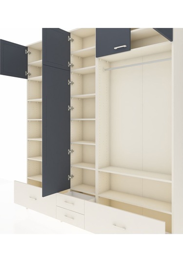 Arges Dolap 18 Raflı 4 Çekmeceli Tek Askılı 220x30x243 Aytaşı-antrasit/aytaşı Antrasıt/aytası Arges Dolap 18 Raflı 4 Çekmeceli Tek Askılı 220x30x243 Aytaşı-antrasit/aytaşı Antrasıt/aytası