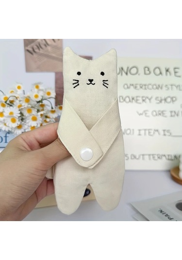 Elmpaly Sevimli Sarı Kedi Baskılı Fermuarlı Mini Kumaş Bozukluk Cüzdanı