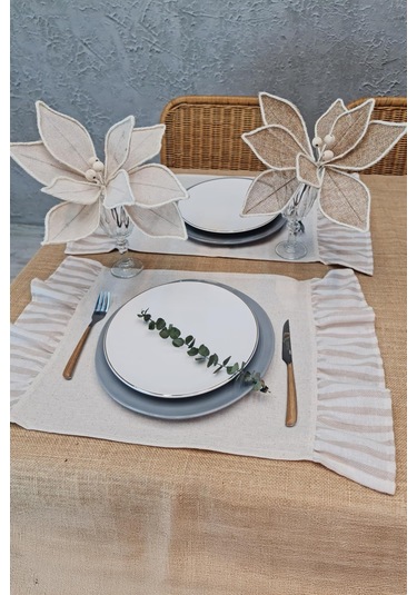 Amerikan Servisi Fırfırlı Retro 4 Lü Kahverengi