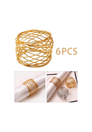 Homyl 6x El Sanatları Peçete Halkaları Parti Yemek Altın Altın