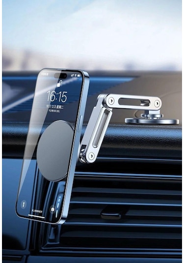 Metal Manyetik Araç İçi Telefonu Tutucu 360 Serbest Dönüş Magsafe Mıknatıslı Katlanabilir Telefon Tutucu