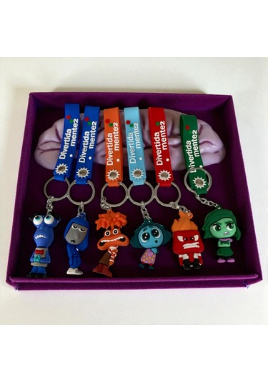 6 Lı Ters Yüz Duygular Karakter Anahtarlık Veya Çanta Süsü Çok Renkli