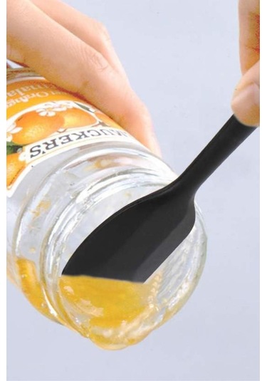 Silicolife Büyük Spatula, Isıya Dayanıklı Yanmaz Yapışmaz Tek Parça Silikon Spatula 26cm Siyah Siyah