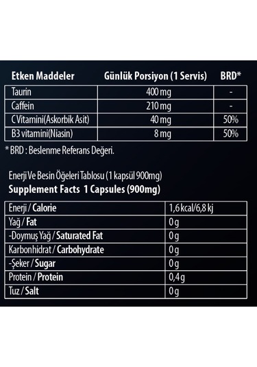 Gainup Caffeine Plus Formula Taurine - C Vit - Niasin 70 Servis