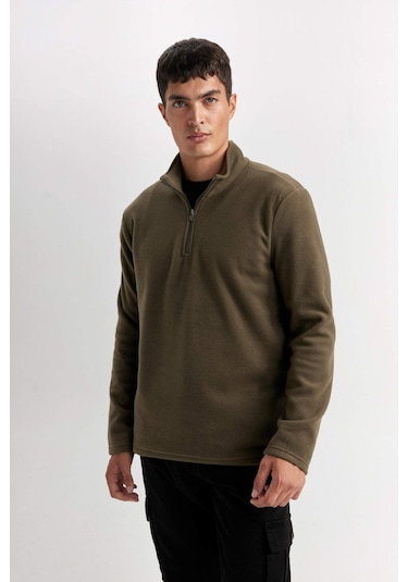DeFacto Haki Tüylenme Yapmayan Soğuk Geçirmez Regular Fit Dik Yaka Fermuarlı Polar Sweatshirt Y3996AZNSKH469 DeFacto Haki Tüylenme Yapmayan Soğuk Geçirmez Regular Fit Dik Yaka Fermuarlı Polar Sweatshirt Y3996AZNSKH469