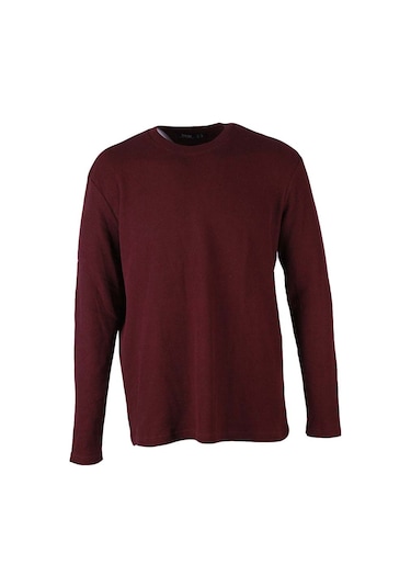 Trender O Yaka Waffle Bordo Erkek Sweatshirt 5073-2 Bordo