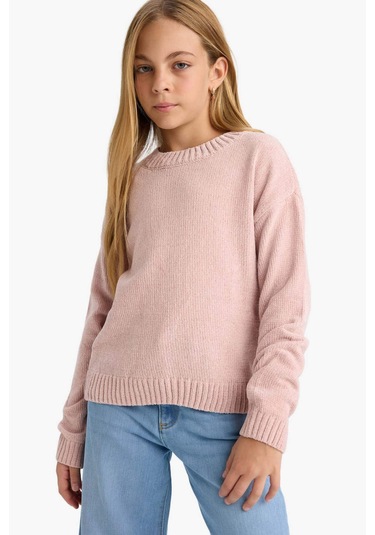 Defacto Kız Çocuk Bisiklet Yaka Şönil Kazak F2619a825wnpn287 Pembe