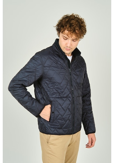 Allegro Erkek Dik Yaka Fermuarlı Cep Detaylı Kapitone Mont 4355 Lacivert Lacivert