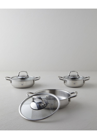 English Home Glow Çelik Cam Kapaklı Sahan 14x5 Cm Silver Silver