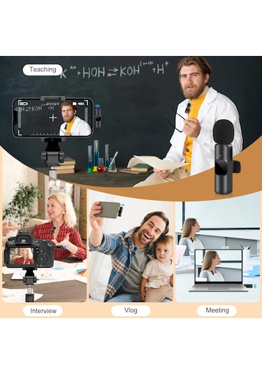 Kablosuz Lavalier Mikrofon Taşınabilir Video Kayıt Mini Mikrofon C Tipi İçin Pembe 1in1