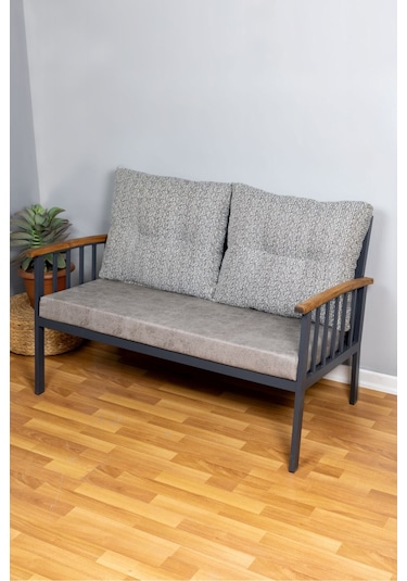 Bank Minderi İç Ve Dış Mekan Oturma Minderi Bahçe Minderi Su İtici Güneş Dayanımlı Kumaş 100x45 Gri