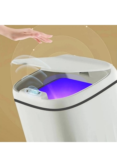 Akıllı Teknolojik Antibakteriyel Sensörlü Çöp Kovası 20 Litre Beyaz