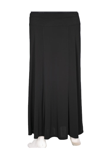 Hesna Kadın Pelin Krep Kumaş Süs Düğmeli Astarlı Lastikli Siyah Etek Siyah