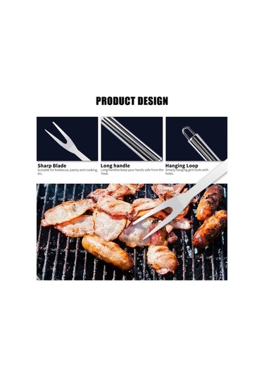 Pazly Paslanmaz Çelik Barbekü Izgara Aletleri Seti 18 Parça Gümüş Oxford Çanta Gümüş