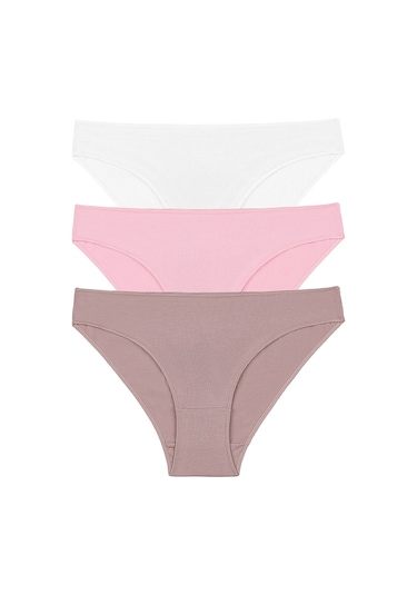 Suwen 3lü Paket Slip Külot St004060140 Ekru - Vizon - Pembe