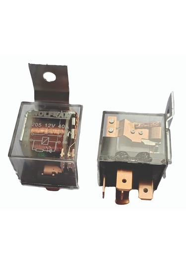 Wolfram Germany 12 Volt 40 Amper Çift Platinli Şeffaf 5 Uçlu Unıversal Röle - 10 Adet