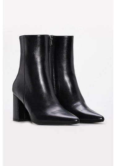 Hakiki Deri Kadın Kalın Topuklu Bot 215dza3211 Siyah
