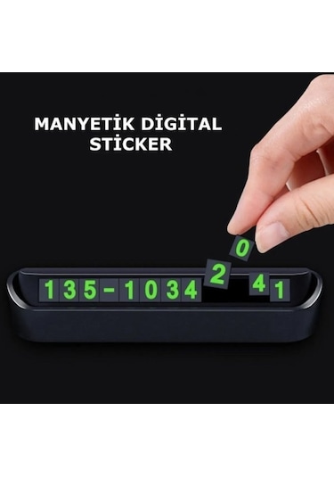 Araç İçi Park Telefon Numarası Numaratör Mıknatıslı Fosforlu