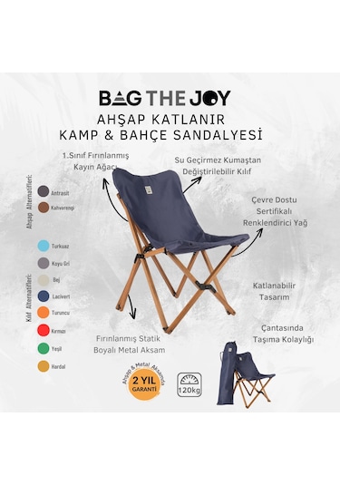 Bag The Joy Ahşap Masa Sandalye Set Kahverengi-lacivert70 70 55cm Lacivert