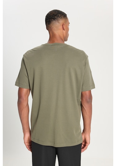 AC&Co / Altınyıldız Classics Erkek Hakı %100 Pamuk Modern Fit Normal Kesim Bisiklet Yaka Tişört Haki