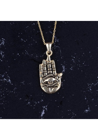 925 Ayar Gümüş Hamsa Kolye Ucu - El Yapımı Kolye Gümüş