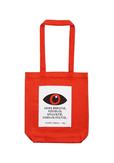 Can Dükkan Bez Çanta Kırmızı G.Orwell 1984 Seri2 Kırmızı