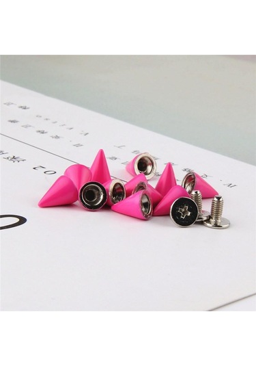 Rose Red 10 Takım 7 10mm Mermi Koni Renkli Çıtçıt Ve Sivri Giysiler Için Dıy El Sanatları Konfeksiyon Perçinler Deri Çanta Ayakkabı Çok Renkli