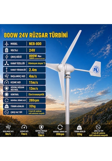 800w Rüzgar Gülü 24v