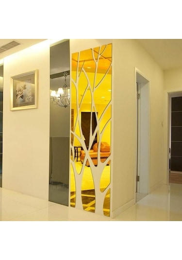 Siyah Modern Akrilik Ayna Duvar Sticker Ayrılabilir Çıkartması Sanatsal Fresk Duvar Sticker Ev Odası Dıy Dekor Ağacı Siyah