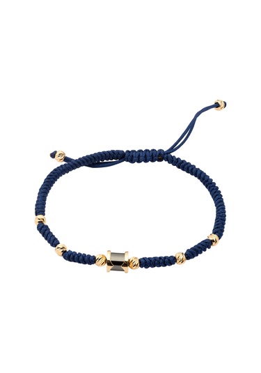Uşaklıhafız 14 Ayar Altın Mavi Ipli Dorikalı Erkek Bilekliği Sarı Altın