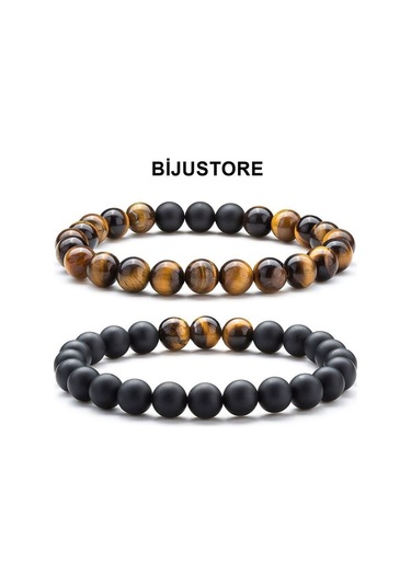 Kaplangözü & Oniks Erkek Doğal Taş Bileklik Çok Renkli