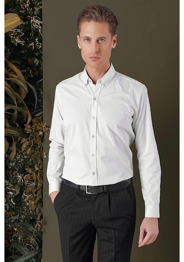 Efor Gk 711 Slim Fit Mavi Klasik Gömlek Mavi