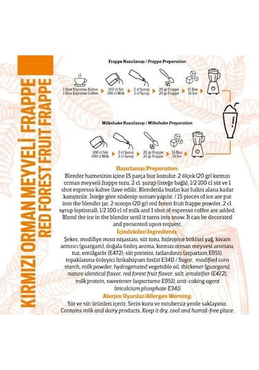 Oze Kırmızı Orman Meyveli Frappe Tozu 250 G