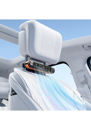 Araba Arka Koltuk Usb Tak-çalıştır Çift Türbin Sessiz Kanatsız Elektrikli Fan Cf04 Ahşap Desenli